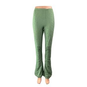 Oh Polly Women's Green High Rise Lace Up Back Flare Bootcut Bell Bottom Pants 4